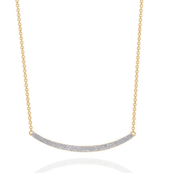 A Monica Vinader gold vermeil skinny curve necklace diamond 0.22 carats - Picture 3 of 5